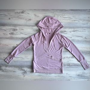 Athleisure wrap hoodie with thumb loops